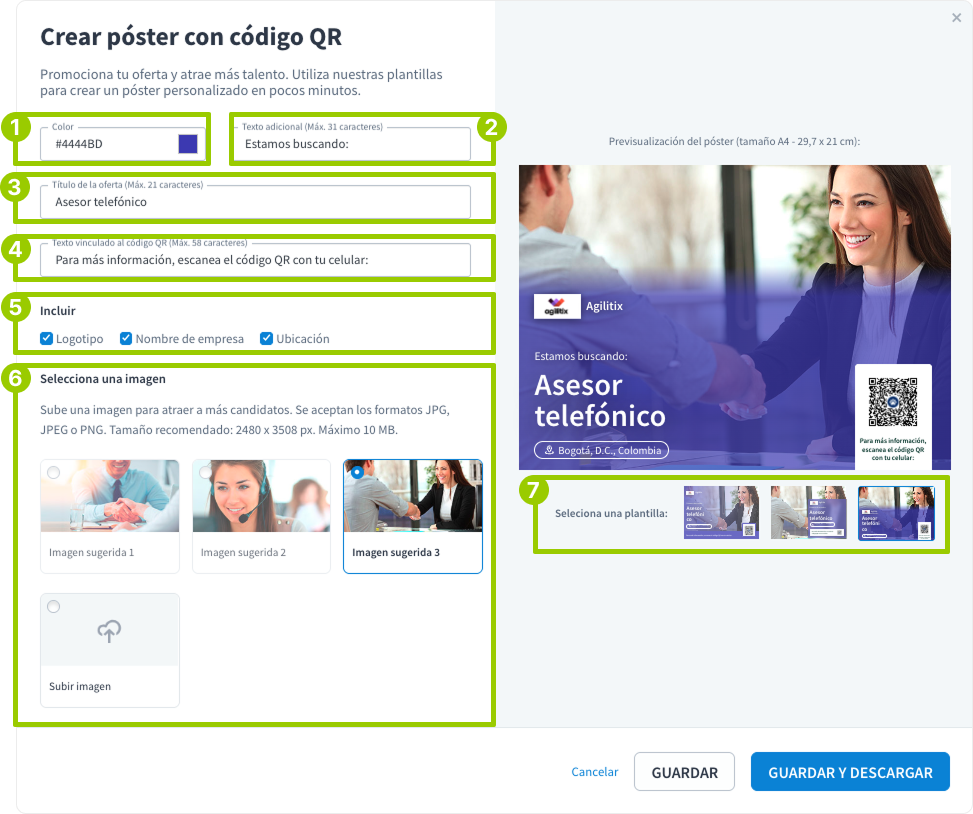 Crear póster con código QR para vacantes