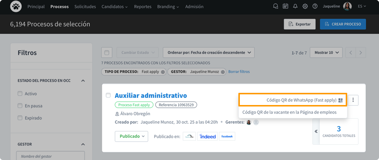 Descarga QR desde listado