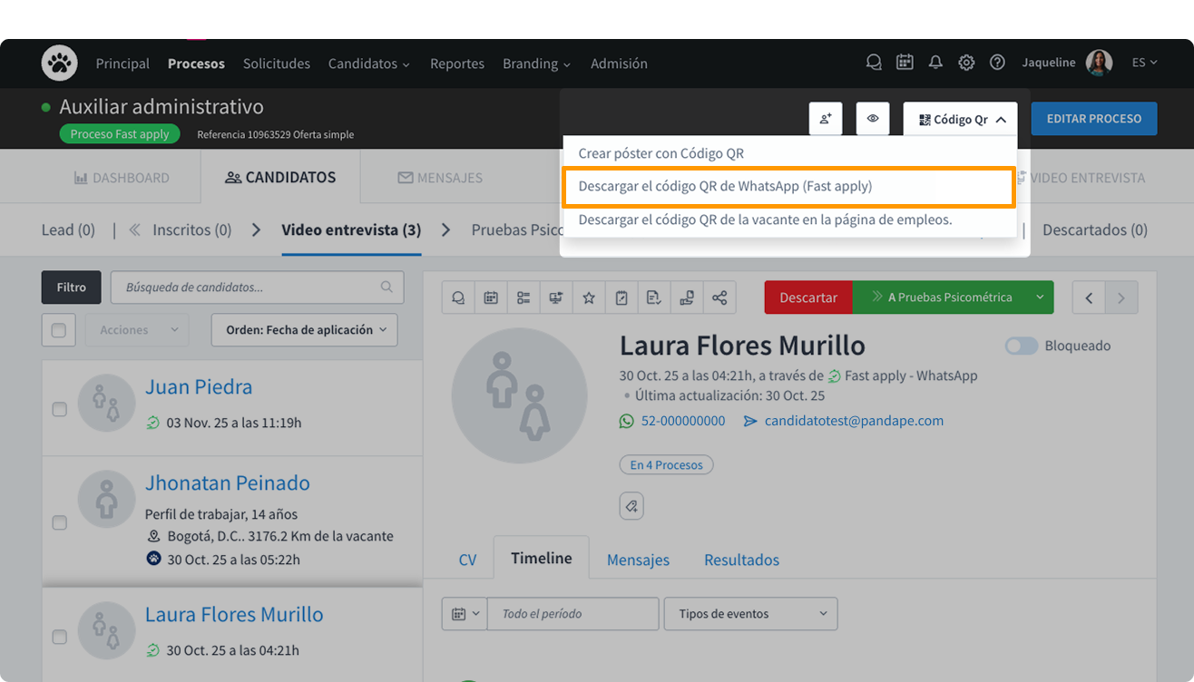 Descarga QR desde detalle