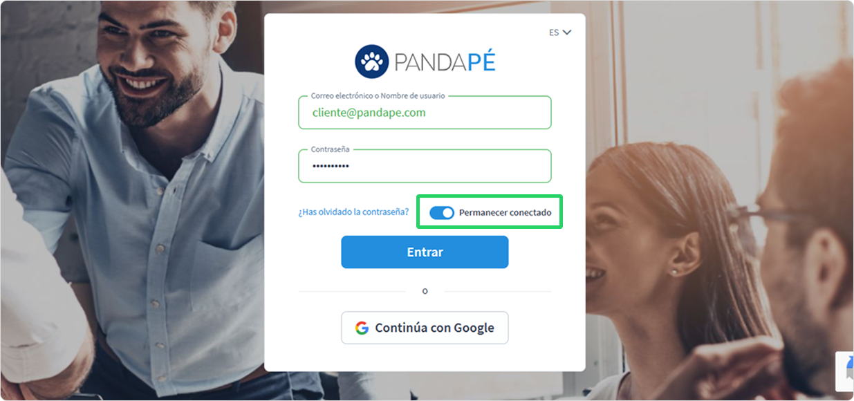 Opción permanecer conectado
