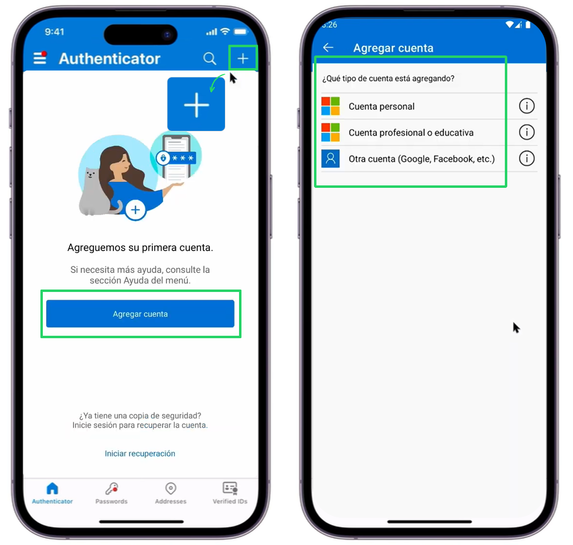 Adicionar conta no Microsoft Authenticator